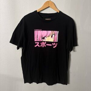 Tuner Cult Black Graphic Men's T-Shirt with Anime Print  Size Large
